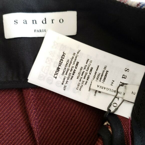 SANDRO Power plaid houndstooth check woven A-line high waist mini skirt 2 M NEW - Picture 8 of 10